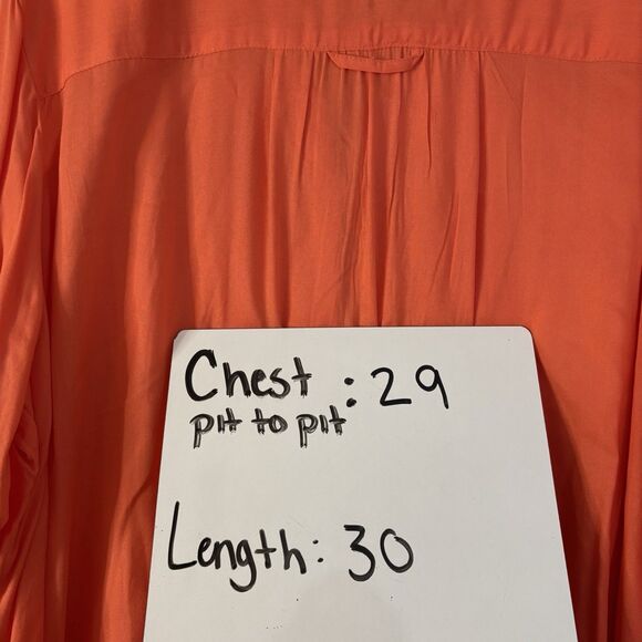 STYLE & CO 3XL Blouse Peach Orange Button Up Long Sleeve Flowy Breezy - Picture 5 of 5